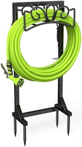 Garden Hose Holder Reel, Upgraded Metal Hose Reels Holds 150ft Hose | Heavy Duty Freestanding Water Hose Holders, Detachable Hose Storage Hanger for Outside - Flower Vine by Yumatum