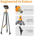 Diivoo Garden Sprinkler with Tripod Base, Mini Turbo Oscillating Water Sprinklers for Yard, Adjustable Width, Range and Flow Rate, 16 Nozzles, Grey - Image 2