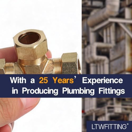 LTWFITTING 7/8-Inch OD Compression Tee,Brass Compression Fitting(Pack of 3) - Image 5