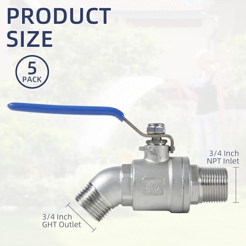 5 Pack Garden Hose Bib Stainless Steel Water Spigot 3/4" Male NPT Inlet x 3/4" Male GHT Threaded High Flow Faucet Outdoor Spigot (3/4" x 3/4") - Image 2