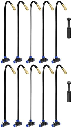 M METERXITY 1-Set Brass Misting Nozzles Tees, 12inch/30cm Tube Len 3-in-1(Dripping, Spraying, Shutoff) Adjustable Copper Water Mister Sprayer for 0.31"/8mm Tubing Irrigation [Gold Tone/Black] by MMETERXITY