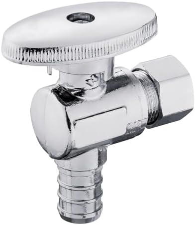 4 Pcs Automatic 1/4 Turn Angle Stop Valve 1/2 Inch PEX Barb to 3/8 Inch OD Compression Brass Shut Off Switch Chrome Plated for Residential Water Supply Line Control by Unknown