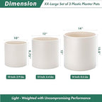 D'vine Dev 3-Pack Plastic Pots & Saucers, 10/12/14 in, Oatmeal, 74-V-H-6 - Image 3