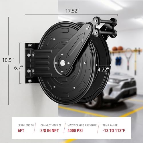 Pressure Washer Hose Reel 3/8" x 50 ft, Retractable Reel Only - Image 2