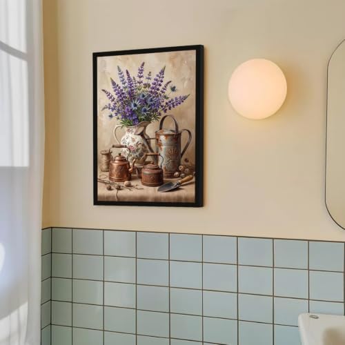 Purple Wildflowers Copper Kettle Art (Black Framed,20x30inch) - Image 4