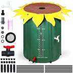 100 Gallon Collapsible Rain Barrel, Sunflower Style Folding Water Bucket - Garden Irrigation with Spigot, Overflow Kit & Mesh Top - Portable Water Storage Tank for Yard Lawn Patio by PAPABALLC