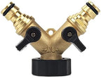 2 Way Brass Hose Adapter, Garden Hose Y Valve Connectors Copper Hose Splitter, Double Pass Hose Splitter by Unknown