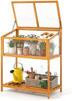 Giantex Wood Cold Frame Greenhouse, Raised Flower Planter Protection with Transparent Openable Roof & Slatted Shelf, Indoor Outdoor Hot House for Garden Balcony, 36”x20”x42” by Giantex