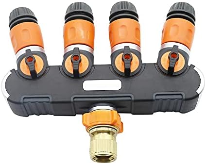 Hose Connector Adapter 4-ways Splitters Valve With Brass Quick Connector, 1/2" Hose Quick Connector Kit Outdoor Garden Tap Hose Connector 1 Set - Image 2