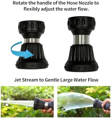 Cyprium Water Hose Nozzle Spray Water Nozzles 2 Pcs For Garden Fireman Style Hose Nozzle Black & Pink Outdoor Hose Nozzle Sprayer High Pressure Watertight Connections For Reliable Use In Gardening - Image 2