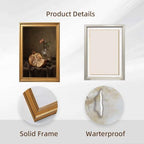 Gold Vintage Framed Still Life Pomegranate and Rose Wall Art Print - Image 2