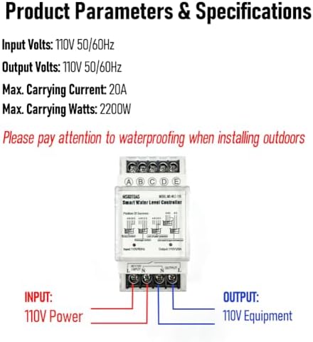 110V Automatic Smart Water Level Controller for Water Drainage and Storage, Sump Pump Float Switch Relay,Pump Control with 6.5 ft Detectors, Auto On Off - Image 6