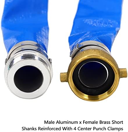 DAVCO 1.25" ID x 25 ft Pool Backwash Hose, Heavy Duty Reinforced Blue PVC Lay Flat Water Discharge Pump Hoses For Swimming Drain Pools and Clean Filters, With Aluminum Pin Lug Fittings - Image 2