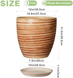 12 Inch Planter Pot Ceramic Plant Pots for Plants with Drainage Hole and Saucer Large Flower Pot for Home Patio Garden Office Yellow - Image 3