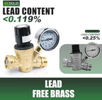 U.S. Solid 3/4 in GHT RV Water Pressure Regulator, Handwheel-Adjustable Lead-Free Brass Valve with 0-160 psi Gauge and Inlet Filter, for RV Camper Trailer and Garden Hose - Image 2