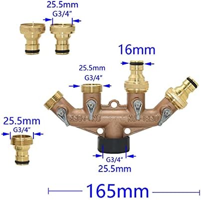 Hose Connector Adapter Garden Water Pipe With 3/4" Thread 4-way Diverter Brass Garden Faucet Diverter Four Valve Group Irrigation Valve Quick Connector 1pcs (Color : A) - Image 4