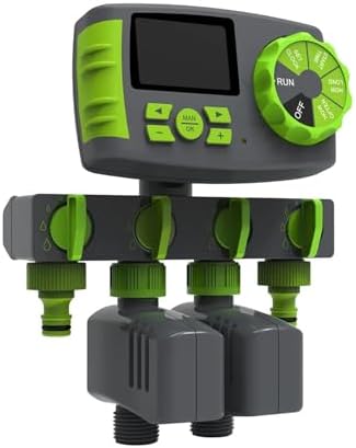 NURII Garden Automatic 4-Zone Irrigation Watering Timer, Controller System with 2 Solenoid Valve Irrigation Programmer (Size : Green Controller) by Unknown