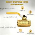 2 Pack 3/4" Full Port Ball Valve Brass， 3/4 Inch NPT Brass Valve，3/4" Female x 3/4" Female Thread Heavy Duty Brass Shut Off Valve Water, Oil and Gas - Image 3