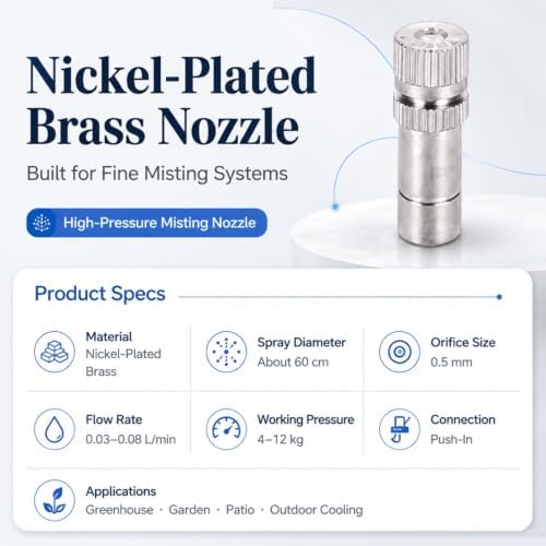 Misting Nozzle Tee Irrigation System, Outdoor Cooling Mist Kit, Automatic Watering, Easy to Install Garden Misting Setup, Perfect for Lawn and Patio - Image 2