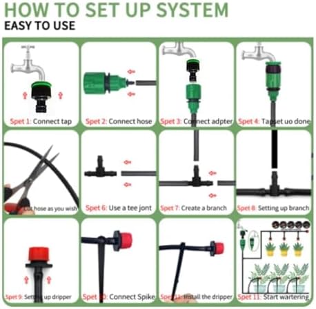 Garden Supplies 5-60M Drip Irrigation System Plant Watering Set Watering Kits Adjustable Drippers for Irrigation Micro Garden Watering System Irrigation Supplies(15M18Pcs) - Image 6