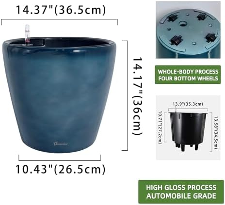 Dexceder 15x14 Self Watering Planter with Wheels (Grayish Green Gradient) - Image 3