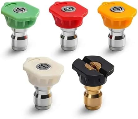 1/4" Brass Quick Connect Nozzle Set, Pressure Washer Hose Adapter with Adjustable Valve for Car Wash(5 Nozzle) - Image 2