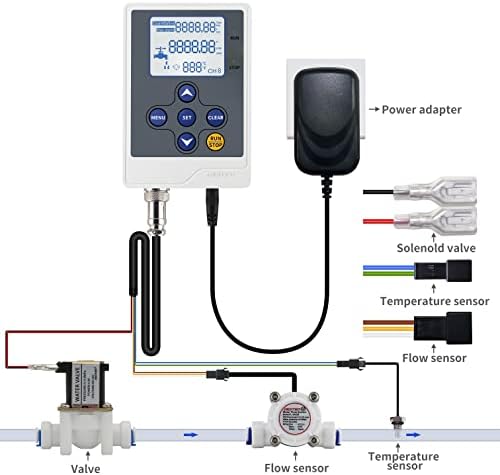 DIGITEN Water Flow Control LCD Display Controller+G3/4" Hall Sensor Flow Meter Flowmeter Counter+G3/4" Solenoid Valve Normally Closed N/C+12V Power - Image 7