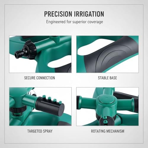 Garden Sprinkler System, 360° Rotating Automatic Three-Arm Butterfly Sprayer for Lawn Irrigation, Sturdy ABS TPR PP Construction with Connectors, 9.4 x 7.1 x 3.9 in - Image 5