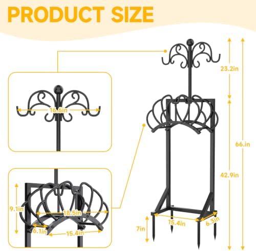 Garden Water Hose Holder Freestanding with Shepherds Hooks for Outside - Image 2