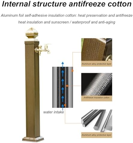 Freestanding Brass Garden Hose Holder - Retro Outdoor Faucet for Car Washing & Watering, Stylish Water Column Feature for Gardens & Patios - Image 3