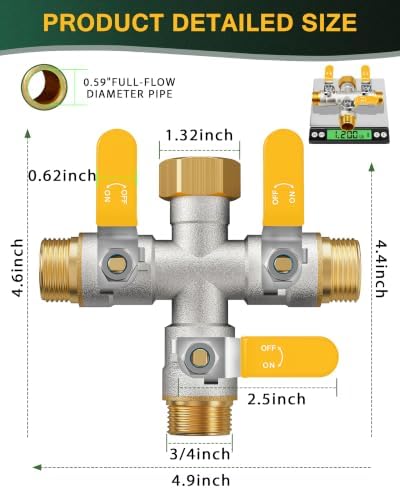 3 Way Hose Splitter, Heavy Duty Brass Garden Water Hose Splitter - Image 2