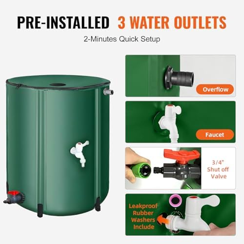 Foldable Rain Barrel, Portable Rainwater Collector for Garden Irrigation (1000L) - Image 4
