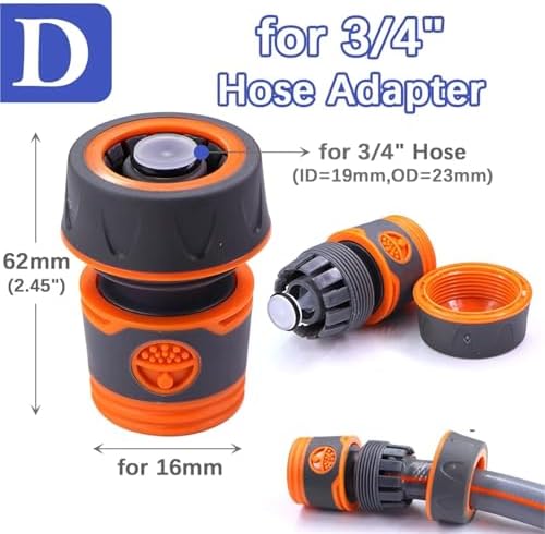 Expandable Garden Hose Repair Kit 10PCS Garden Hose Adapter with 16mm Quick Stop Water Coupler for Irrigation Tube Connect and Repair Or Extender(Gray) - Image 2