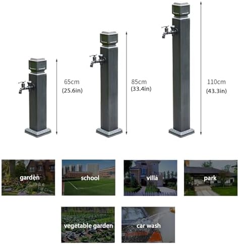 Freestanding Faucet Antifreeze Faucet,Outdoor Garden Hose Holder Stand,Decorative Water Feature Fountain Water Hydrant,for Villa Courtyard, Outdoor Park(W110cm/43.3in) - Image 2