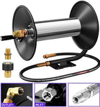 3/8" Heavy Duty Steel Pressure Washer Reel, 100FT High Pressure Hose Reel with Hand Crank, 4000 PSI Power Washer Hose Reel Swivel Arm for Liquid/Air/Water Use - Image 2