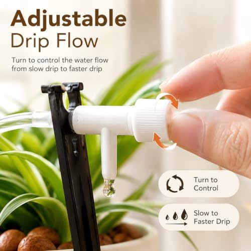 Automatic Plant Drip Irrigation Kit, 5 m / 16.4 ft Clear Tubing Self Watering System with 5 Adjustable Drip Emitters, Filter and Stakes for Indoor Potted Plants, Flowers and Balcony Garden - Image 3