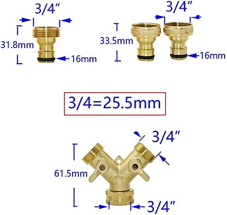Plumbing Fittings Ball Valve Hose Connectors Brass Female 3/4" to 2-Way Tap 5/8" Nipple Water Splitter Male Y Garden Quick Connector Irrigation 1pcs (Color : Style(Style C) - Image 2