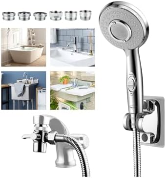 KLLEYNA Shower Head Hose Attachment for Sink/Tub Faucet - ON/OFF Jets Sprayer for Dog Wash/Bathtub Cleaning/Baby Bath/Hair Rinse, Tap Extender Water Nozzle for Bathroom Kitchen Utility Garden Basement by KLLEYNA