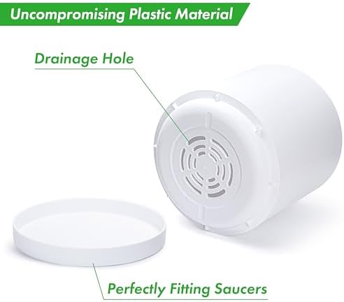D'vine Dev Plastic Planter Pot with Saucer, 16 in, White, 74-X-A-5 - Image 4