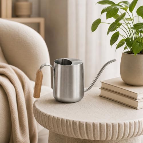 Stainless Steel Watering Can Gooseneck Watering Can Modern for Houseplants, Balconies, Green - Image 2
