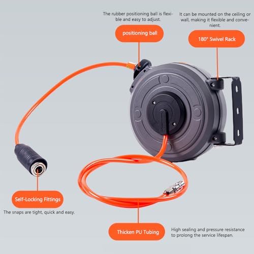 6mm Automatic Retractable Hose Reel Car Wash Garden Irrigation Water Tube Holder Wall Mount High Pressure Waterpipes Roller Drum - Image 3