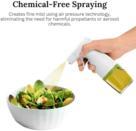 Prepara Simply Mist Olive Oil Sprayer, Chrome Band, White/Green - Image 3