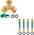 Hourleey Brass Garden Hose Splitter + Hose Extension Adapter with Coil Spring by Hourleey