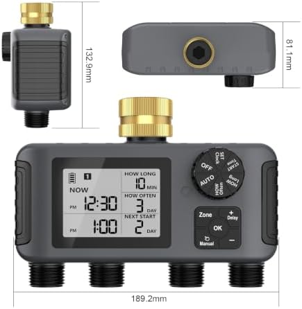 Hose Water Timer, Programmable Sprinkler Timer with Rain Delay/Manual/Automatic Drip Irrigation System for Outdoor Garden Yard, 4 Outlet - Image 7