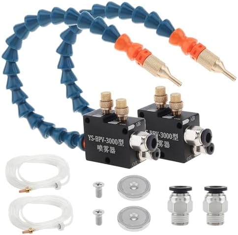 Coolant Mister for Milling Machine YS-BPV-300 Mist Coolant Lubrication Spray System forCutting/Engraving/Cooling Machine with 1/4" and 8mm Air Inlet Hose Connect Fitting (Pack of 2) by CLAHJQX