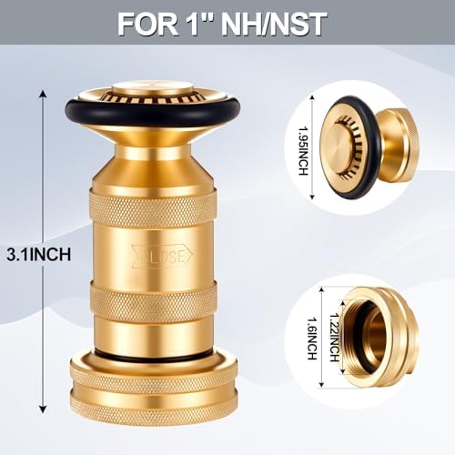 Shimeyao 1" NH/NST 2 Pcs Fire Hose Nozzle Brass Adjustable Jet Fog - Image 2