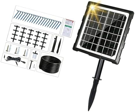 Water Saving Automatic Irrigation Sprinkler Set with Solar Panel for Greenhouses Patios Container Plant and Flowers Outdoor Plant Watering Clock by Guaber