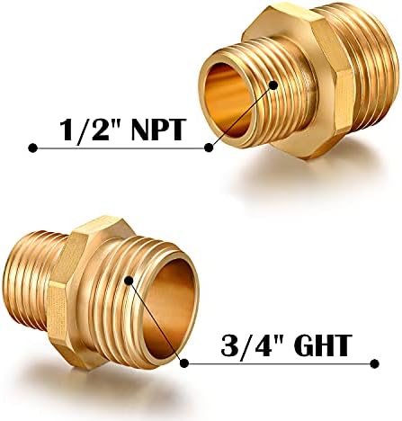 SIGURANTA Garden Hose Connector Adapter,3/4" GHT male and 1/2" NPT male Connectors, Brass Repair Fittings, for female Hose to female Hose (10 Pack) - Image 3