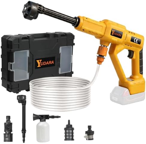 Cordless Cleaning Tool Compatible with Dewalt 20V Max Battery, Portable Handheld Vehicle Cleaner with 6-in-1 Nozzle & 16.5FT Drain Hose for Car/Fence/Patio/Deck/Bike Cleaning(Tool Only) by Unknown