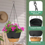 ZMTECH 12 Inch Large Self Watering Hanging Planters for Indoor Outdoor Plants - Water Level Indicator & Removable 60 Oz Reservoir, 1 Pack Plastic Hanging Basket for Window Porch Garden Balcony, Black - Image 6